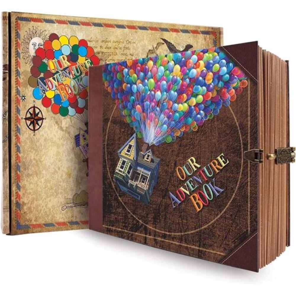 Our Adventure Book Scrapbook Photo Album, Retro Style Embossed Letter - 8.9''